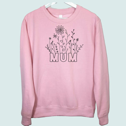 Mum Wildflowers Sweatshirt Baby Pink