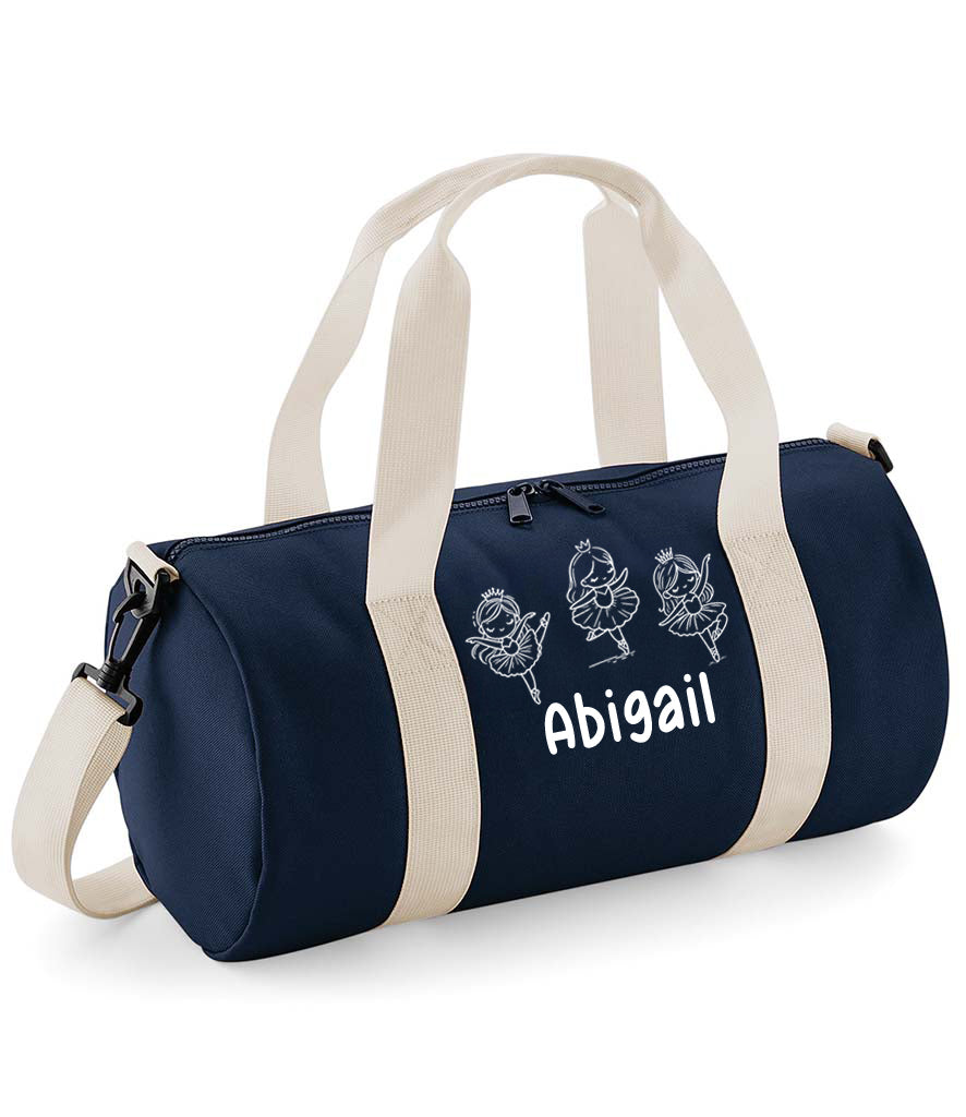 Personalised Ballet Dance Bag, Mini Barrel, Navy