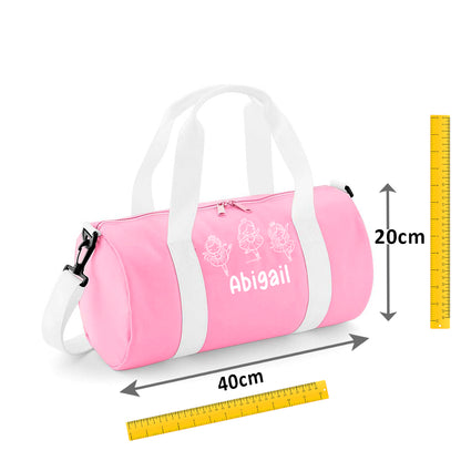 Personalised Ballet Dance Bag, Mini Barrel, Pink