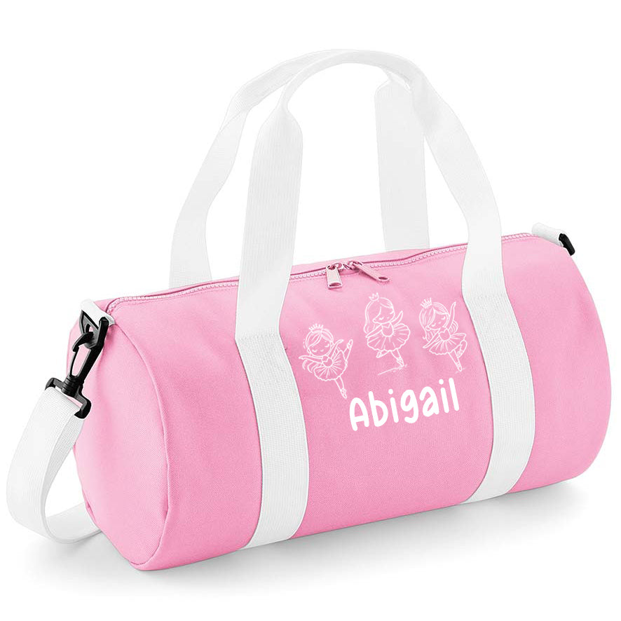 Personalised Ballet Dance Bag, Mini Barrel, Pink