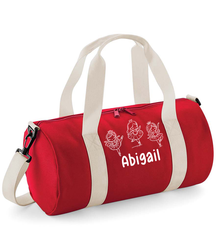 Personalised Ballet Dance Bag, Mini Barrel, Red