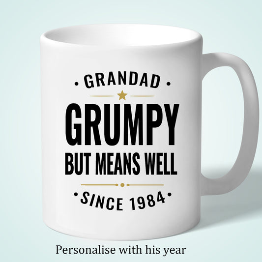 Personalised Grandad Mug Grumpy But Means Well Custom Since Date
