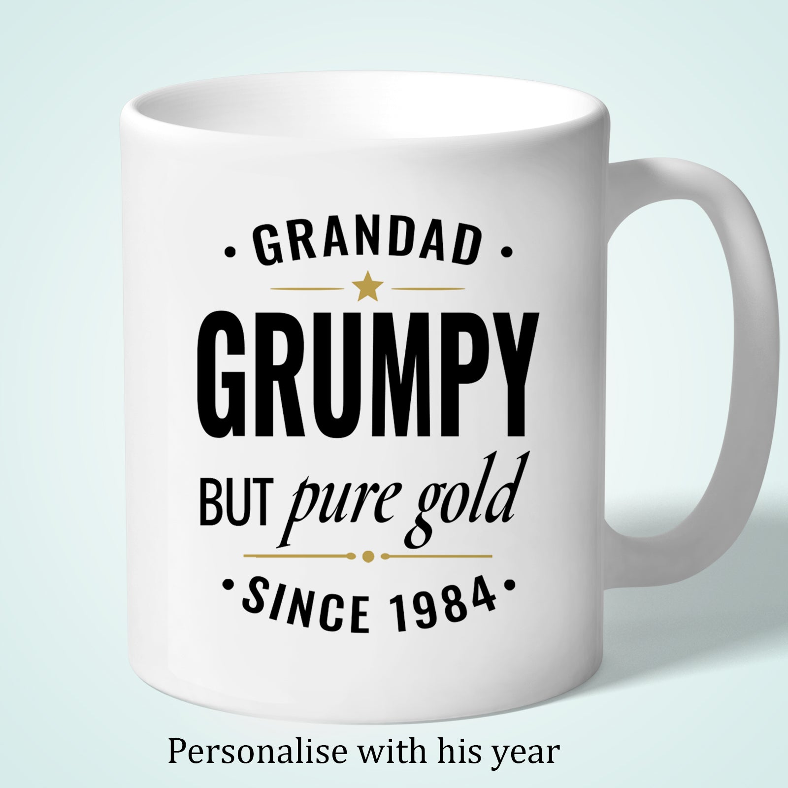 Personalised Grandad Mug Grumpy But Pure Gold Custom Since Date
