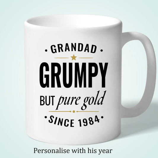 Personalised Grandad Mug Grumpy But Pure Gold Custom Since Date