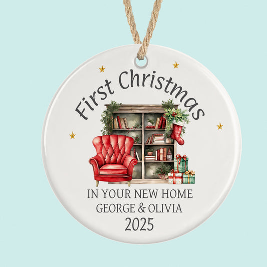 Personalised 1st Christmas in New Home Ornament 2025  Red Armchair