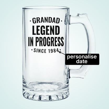 Personalised Grandad Beer Glass Legend n Progress