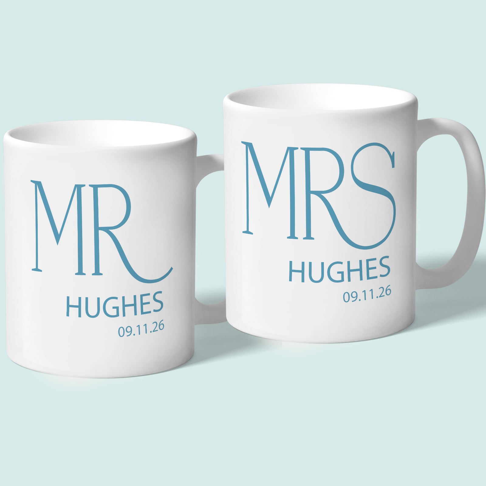 Personalised Mr and Mrs Wedding Mugs
