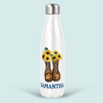 Gardening Sunflower Gift Personalised Water Bottle