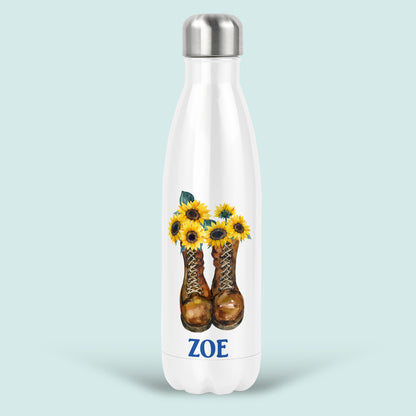 Gardening Sunflower Gift Personalised Water Bottle
