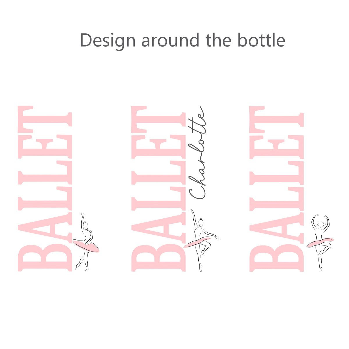 Personalised Ballerina Water Bottle Insulated, Pink Lettering