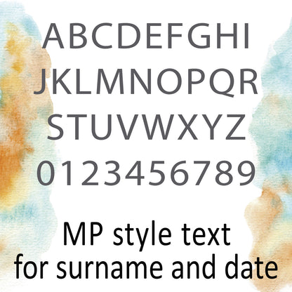 Personalised Mr and Mrs Wedding Mugs with Name and Date, Elegant Blue Text