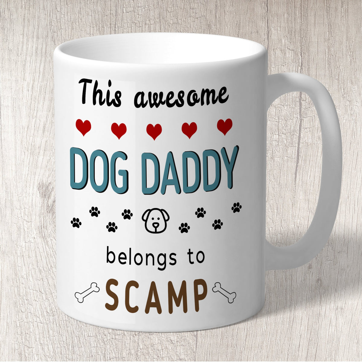 This Awesome Dog Daddy Belongs to (dog names) Mug
