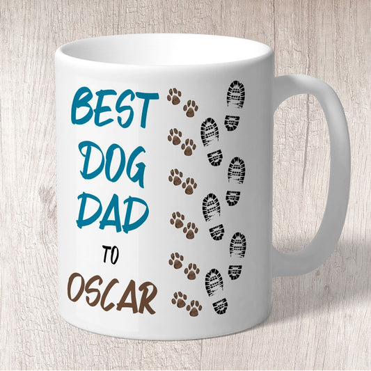 Best Dog Dad Footprints & Paw Prints to (dog/s names) Mug