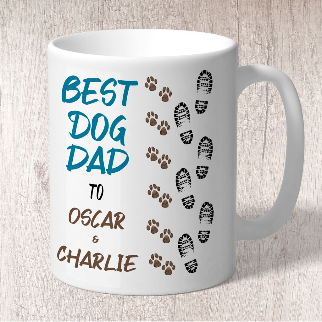 Best Dog Dad Footprints & Paw Prints to (dog/s names) Mug