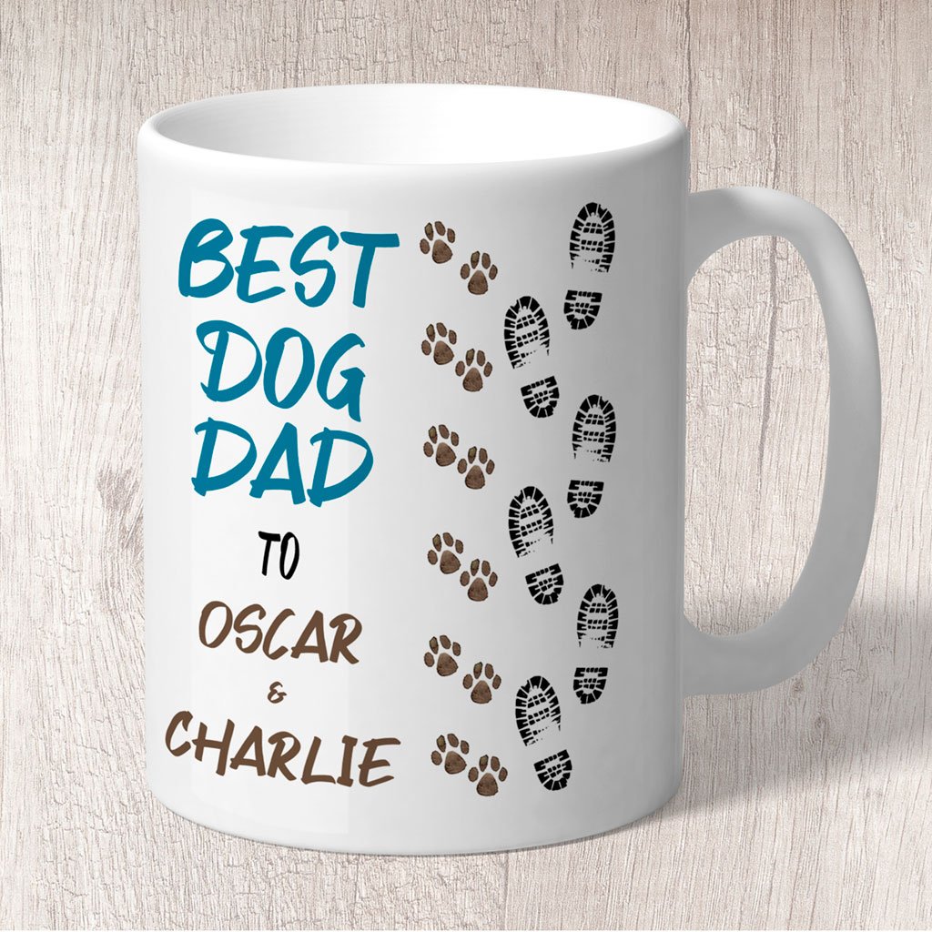 Best Dog Dad Footprints &amp; Paw Prints to (dog/s names) Mug