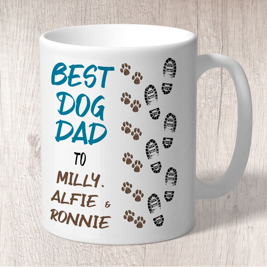 Best Dog Dad Footprints & Paw Prints to (dog/s names) Mug
