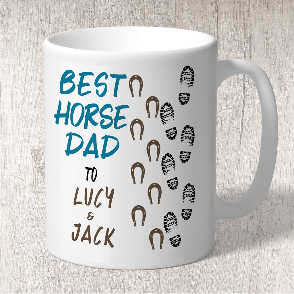 Best Horse Dad Footprints & Horseshoe to (horse/s names) Mug