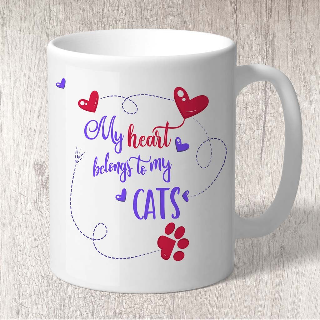 My Heart Belongs To My Cats Mug (Indigo)