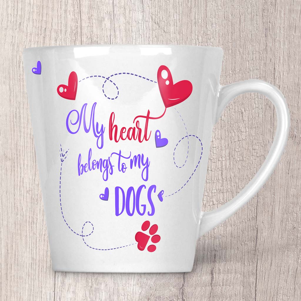 My Heart Belongs To My Dogs Latte Mug (Indigo)