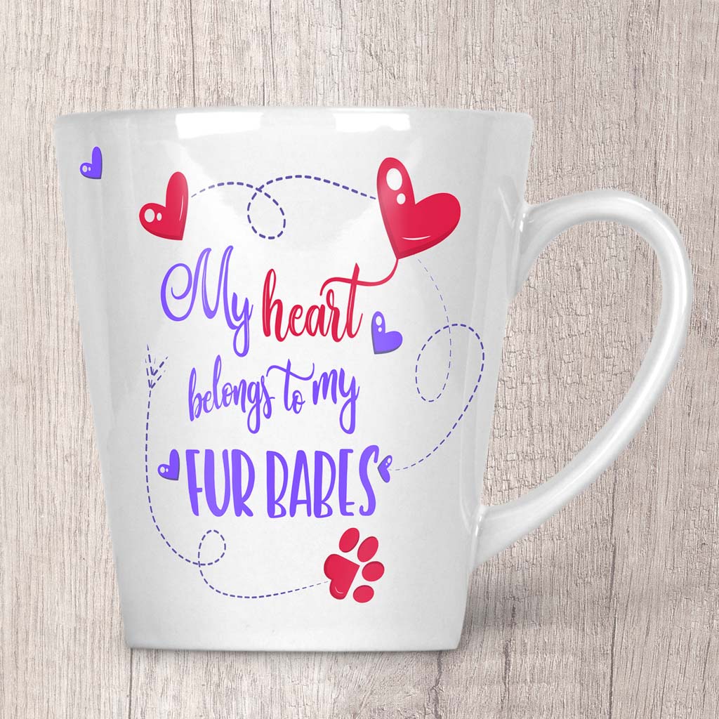 My Heart Belongs To My Fur Babes Latte Mug (Indigo)