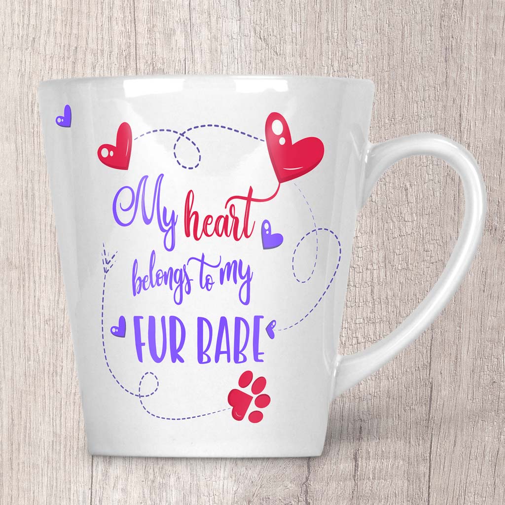 My Heart Belongs To My Fur Babe Latte Mug (Indigo)