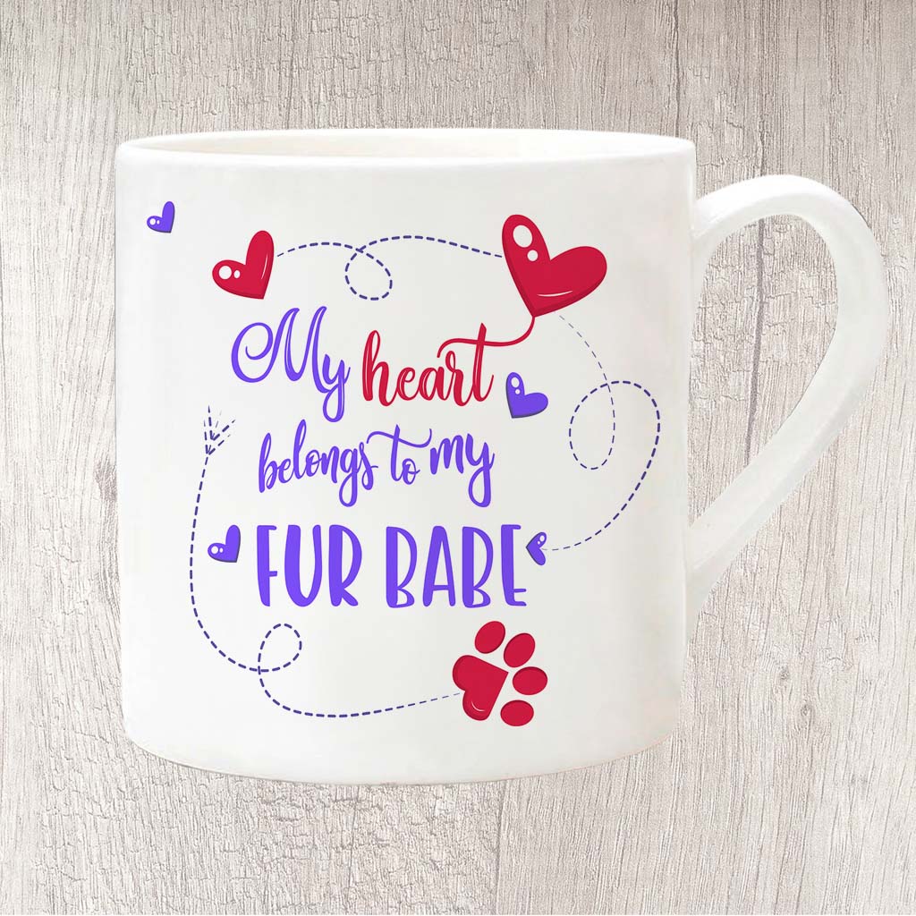 My Heart Belongs To My Fur Babe Fine China Mug 13oz (Indigo)