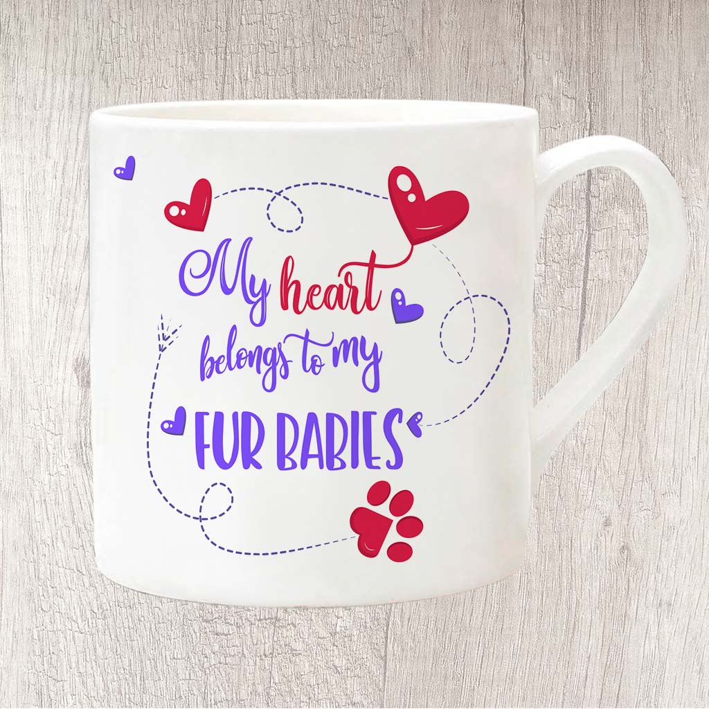 My Heart Belongs To My Fur Babies Fine China Mug 13oz (Indigo)