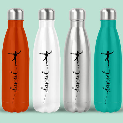 Personalised Water Bottle with Name and Boy Ballerina
