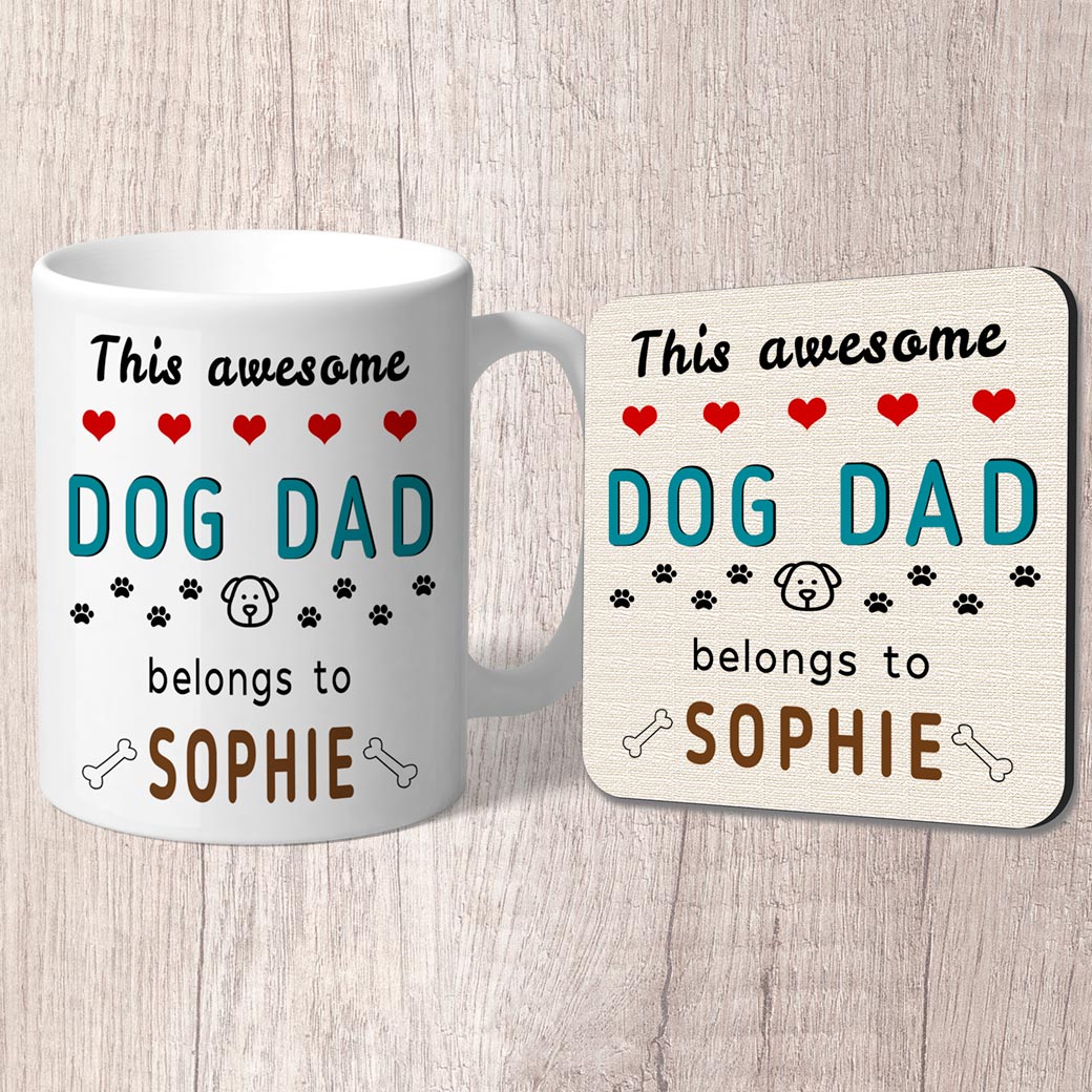 This Awesome Dog Dad Belongs to (dog name/s) Mug