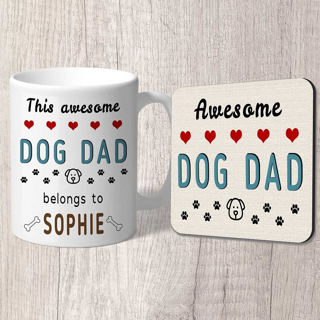 This Awesome Dog Dad Belongs to (dog name/s) Mug