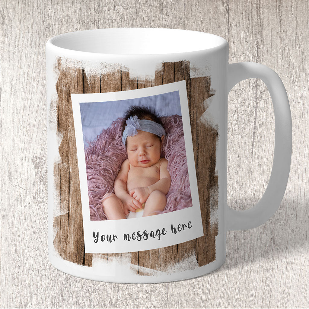 Baby Photo Retro Personalised Message Mug