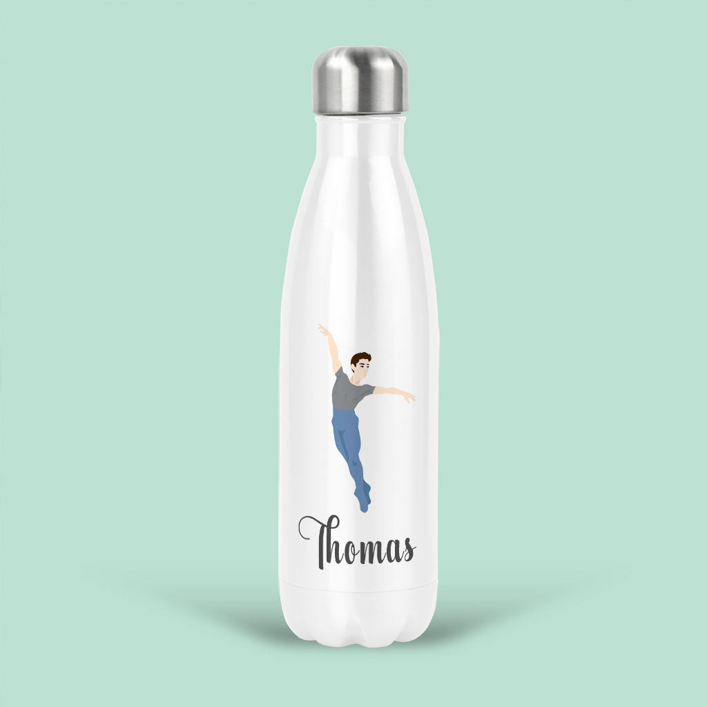 Boy Ballet Dancer Water Bottle Personalised with Name