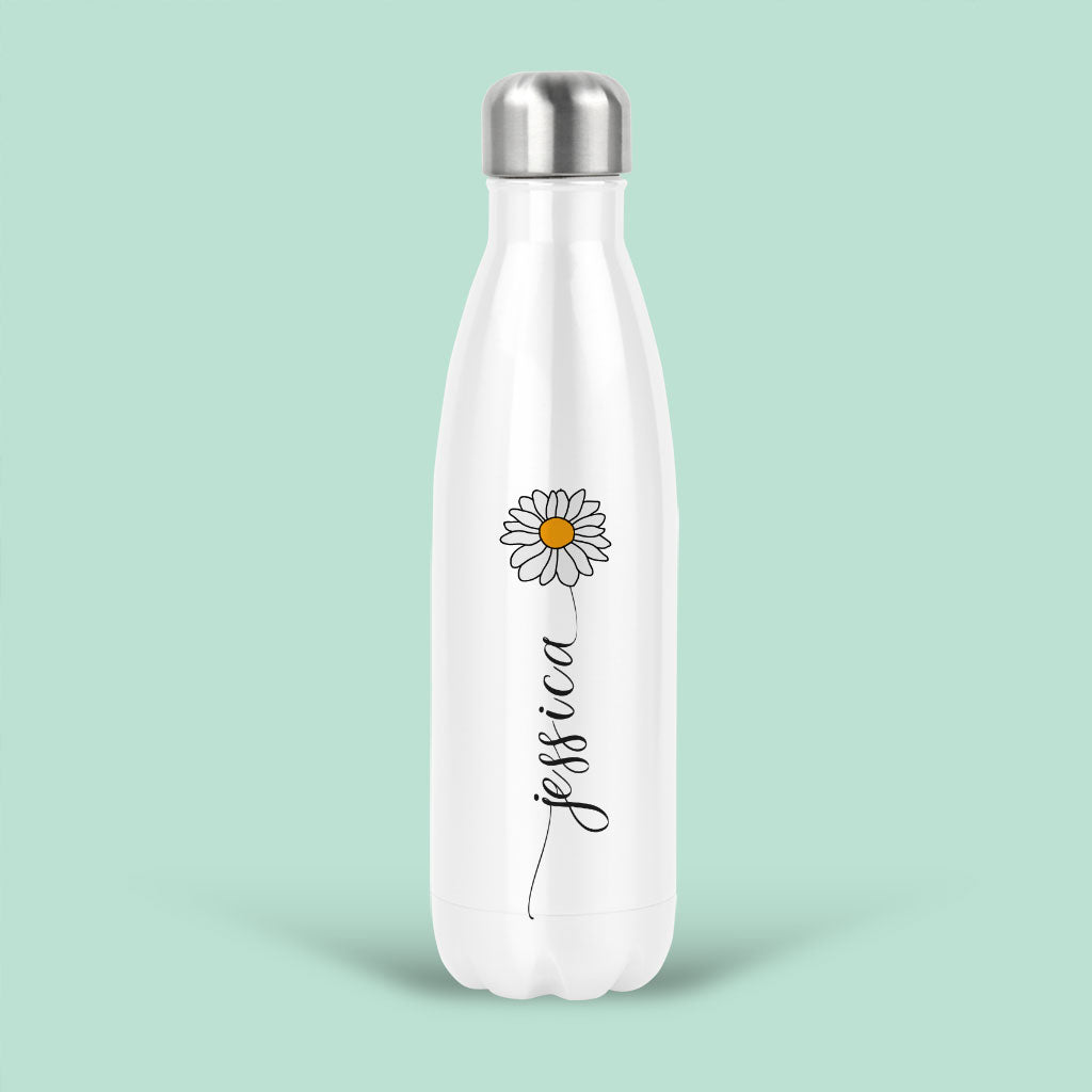 Personalised Water Bottle with Name and Daisy