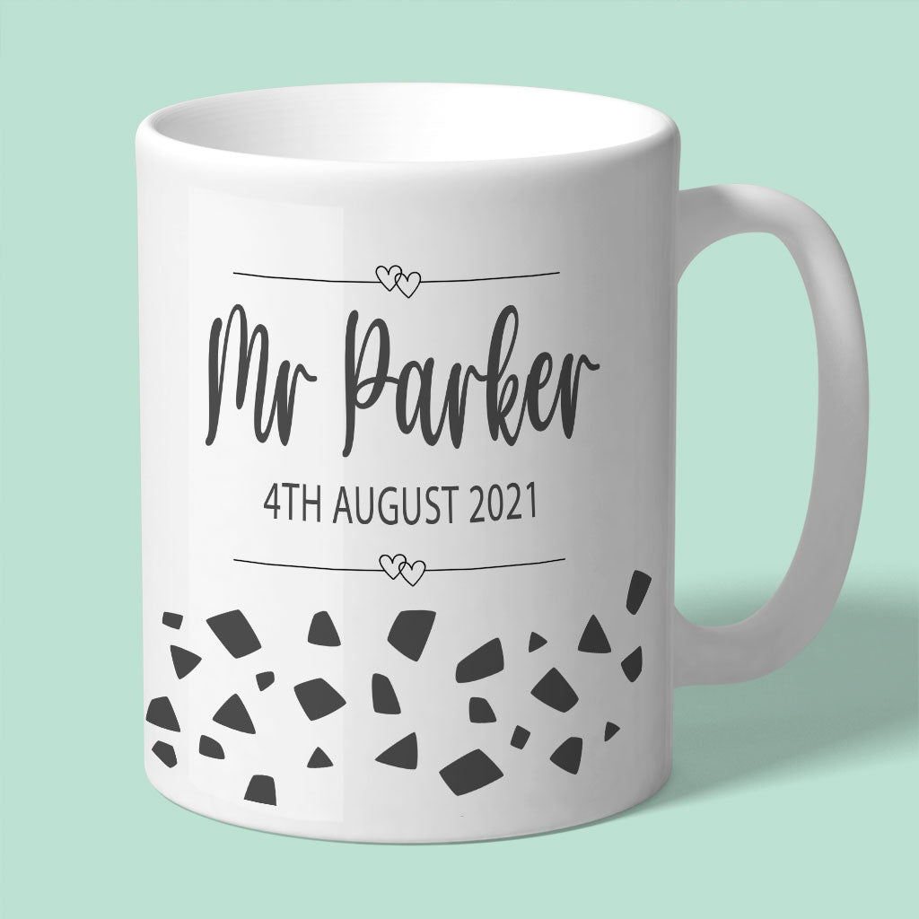 Mr Personalised Wedding Mug with Geometric Design