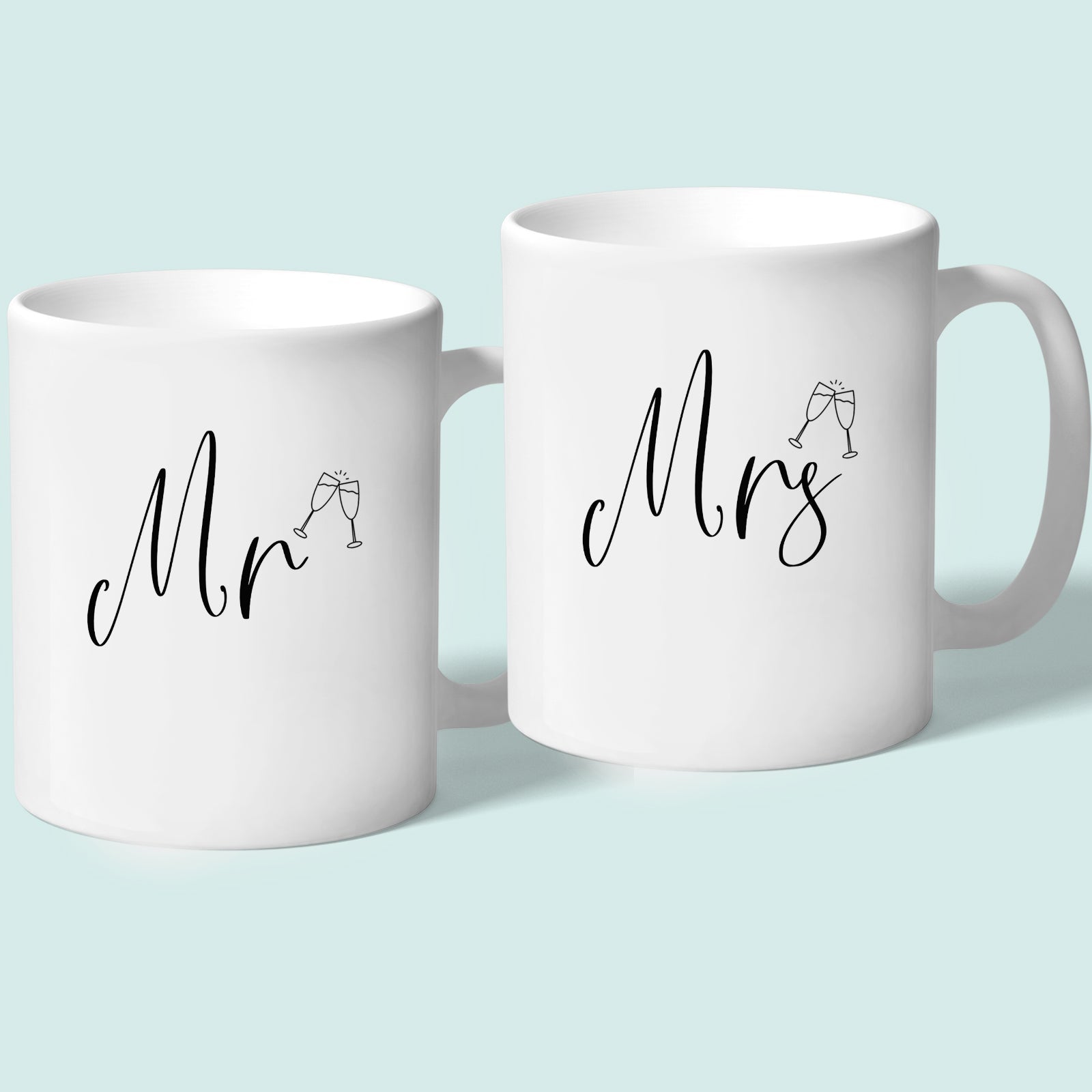 Mr and Mrs Mugs Wedding Champagne Script