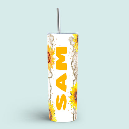 Personalised 20oz Tumbler with Straw and Lid Stainless Steel Vacuum Insulated