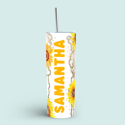 Personalised 20oz Tumbler with Straw and Lid Stainless Steel Vacuum Insulated