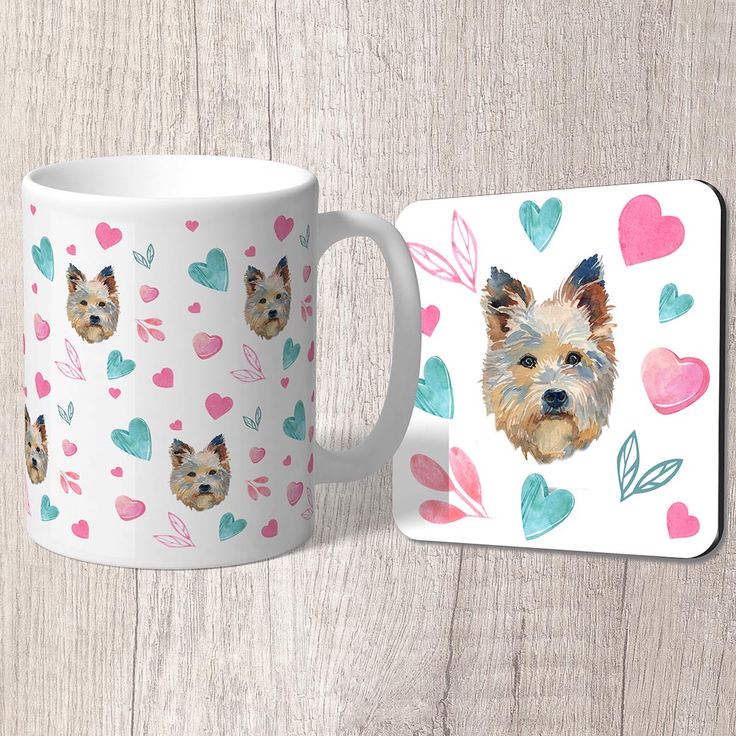 West highland white Terrier with Pink and Turquoise Hearts Mug