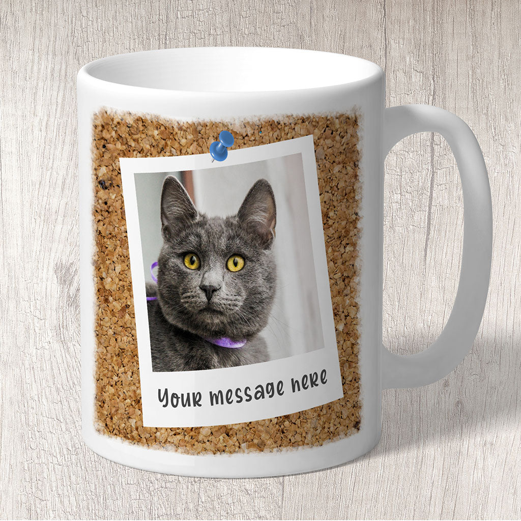 Cat Photo Retro Personalised Message Mug