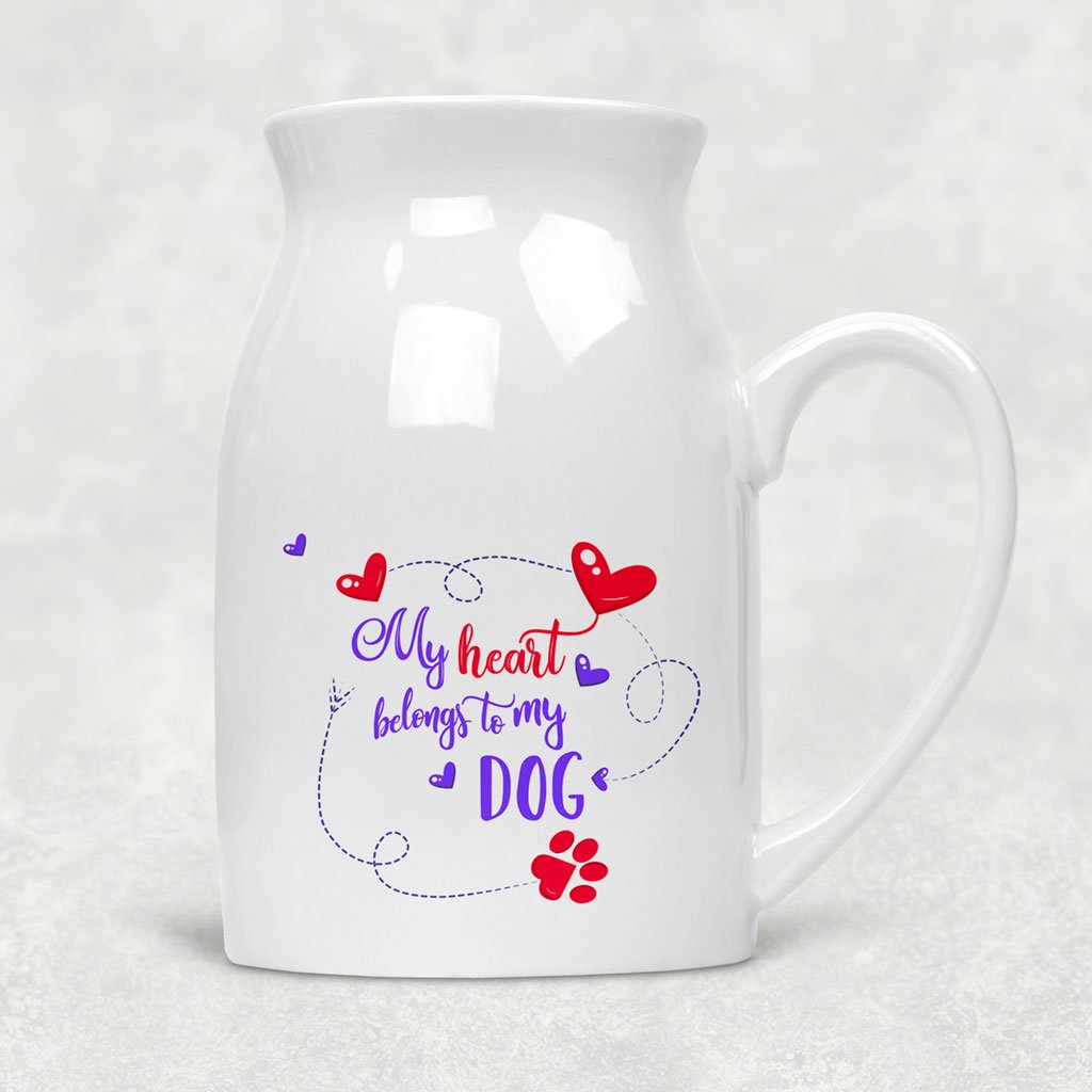 My Heart Belongs To My Dog Rustic Flower Vase/Jug (Indigo)