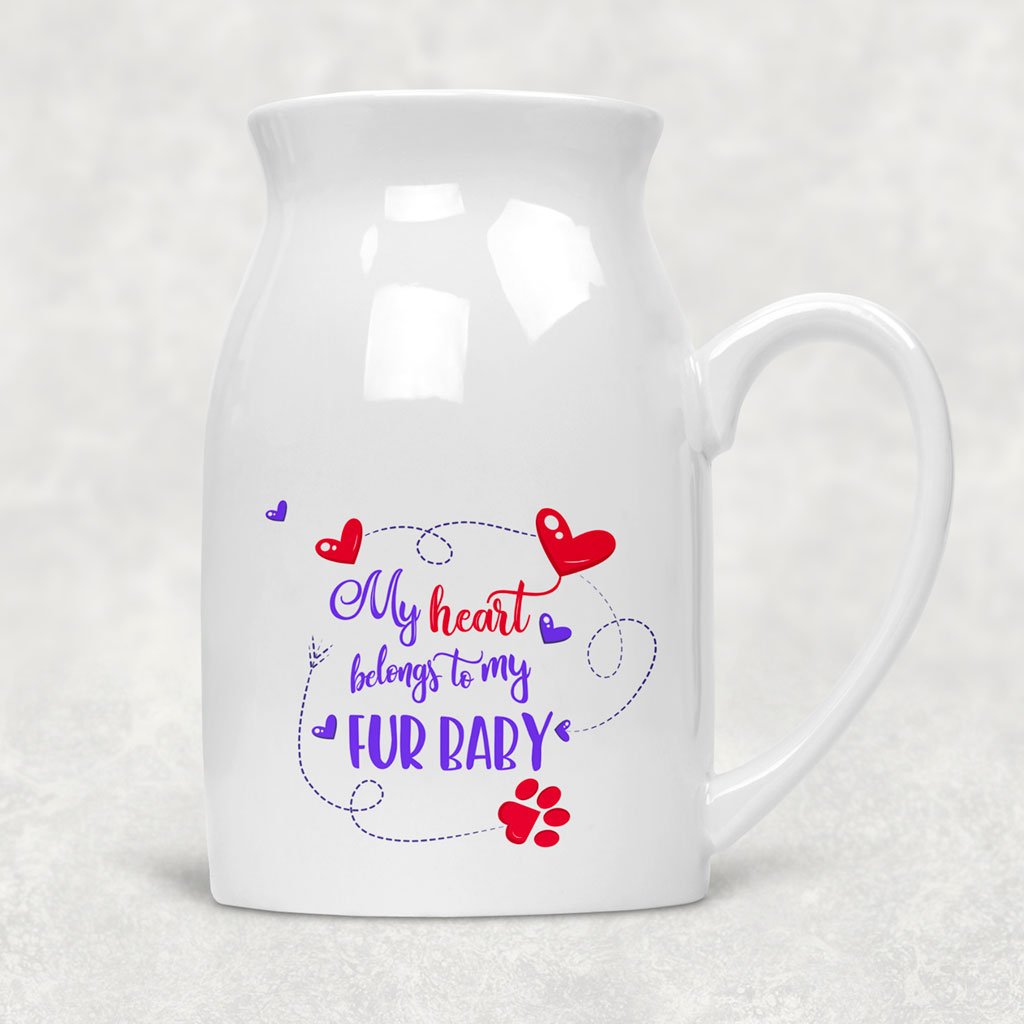 My Heart Belongs To My Fur Baby Rustic Flower Vase/Jug (Indigo)