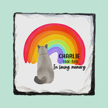 in memory of a cat gift rainbow slate coaster