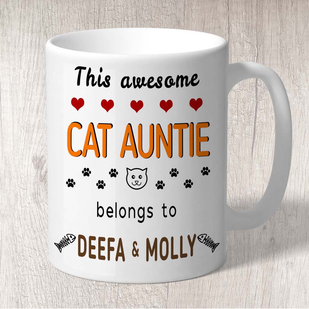 This Awesome Cat Auntie Belongs to (cat names) Mug