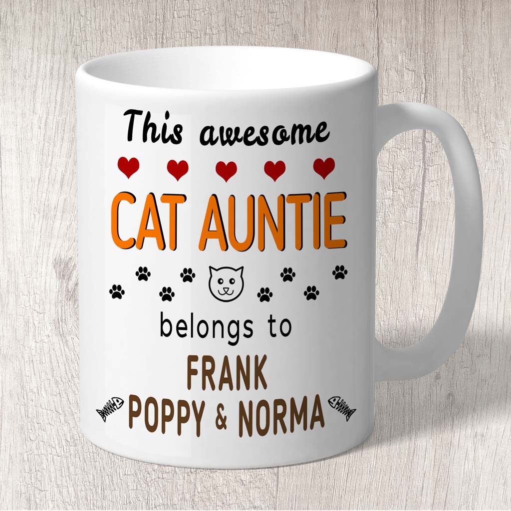 This Awesome Cat Auntie Belongs to (cat names) Mug