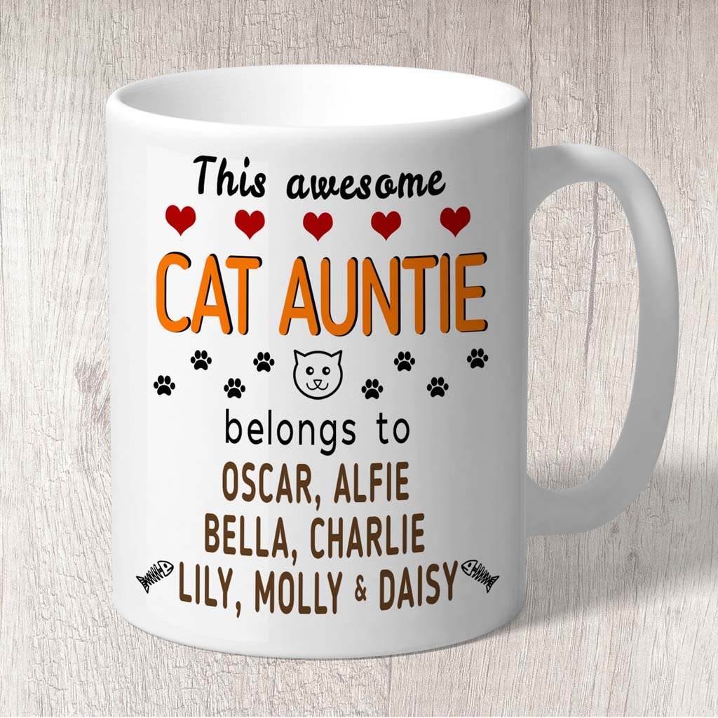 This Awesome Cat Auntie Belongs to (cat names) Mug