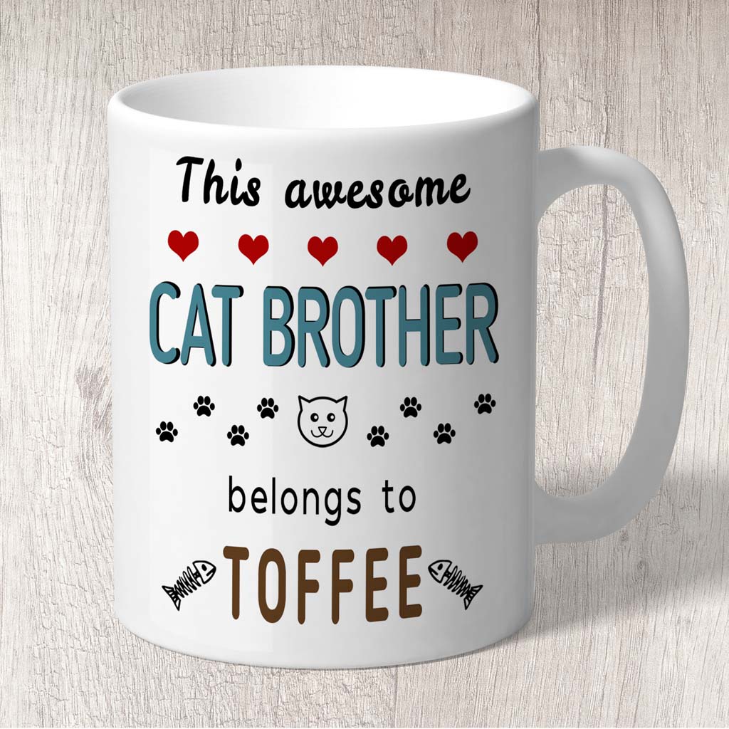 This Awesome Cat Brother Belongs to (cat names) Mug