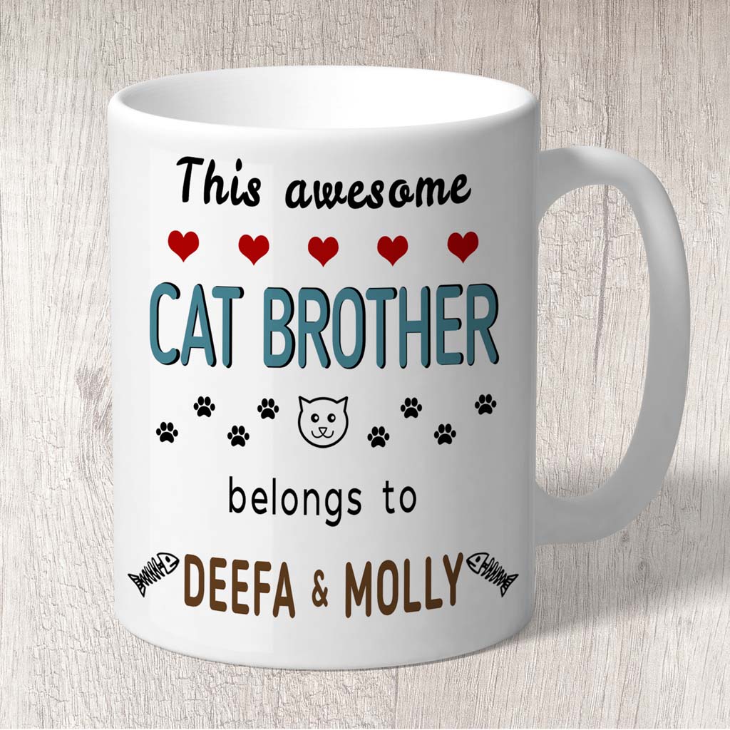 This Awesome Cat Brother Belongs to (cat names) Mug