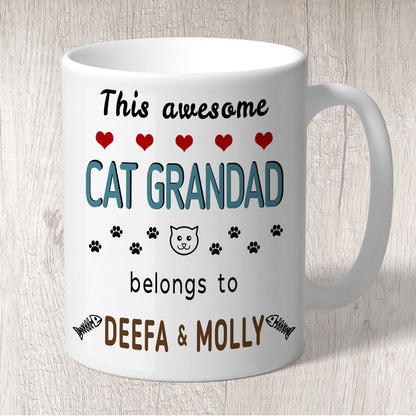 This Awesome Cat Grandad Belongs to (cat names) Mug