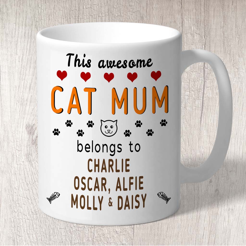 This Awesome Cat Mum Belongs to (cat names) Mug