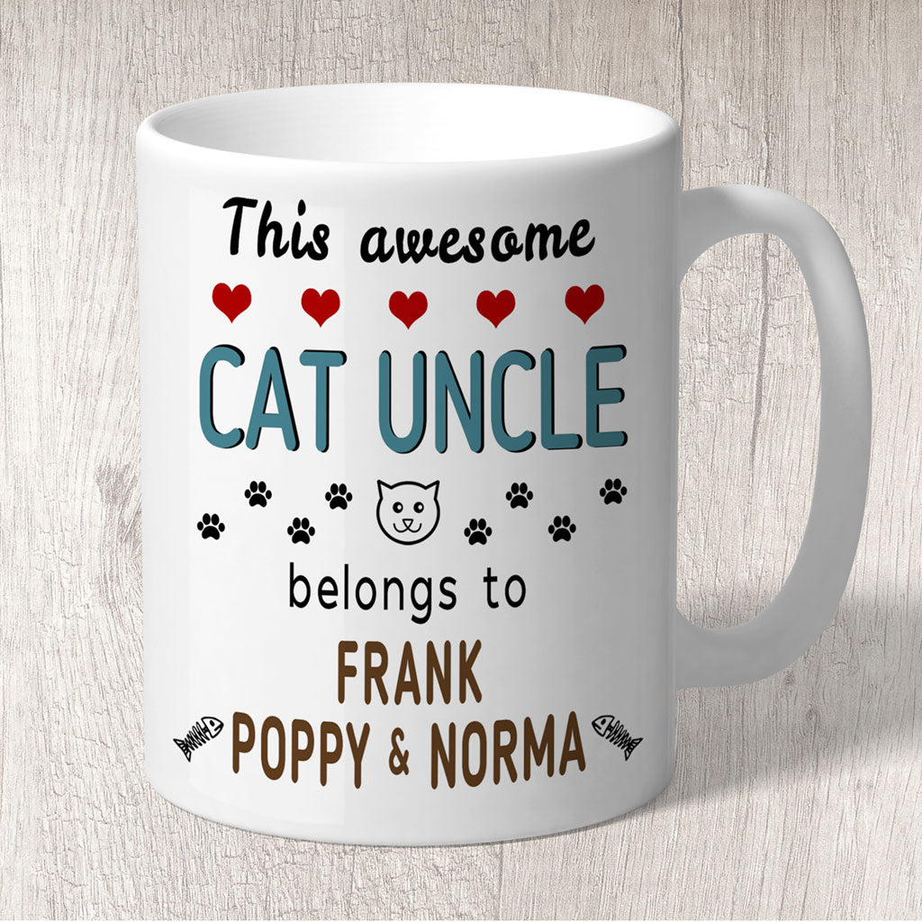 This Awesome Cat Uncle Belongs to (cat names) Mug